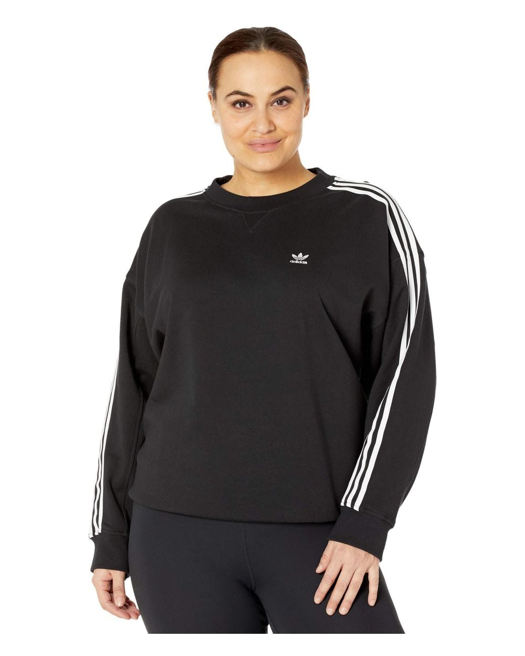 adidas Originals Cotton Plus Size Oversized Sweatshirt in Black - Lyst