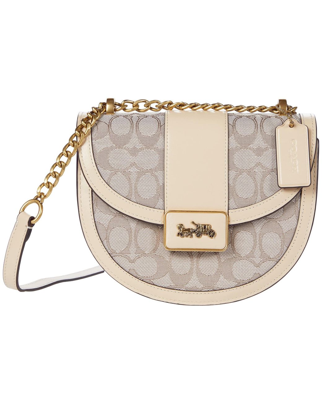 COACH Signature Jacquard With Snake Trim Alie Saddle Bag in Natural Lyst