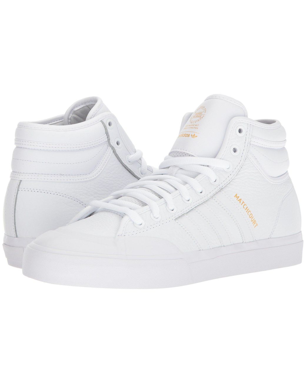 adidas Originals Leather Matchcourt High Rx2 (footwear White/footwear  White/gold Metallic) Men's Skate Shoes for Men | Lyst