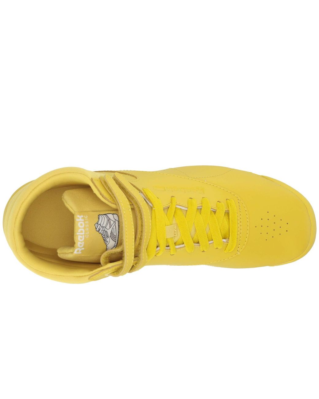 Reebok Leather Freestyle Hi in Yellow | Lyst