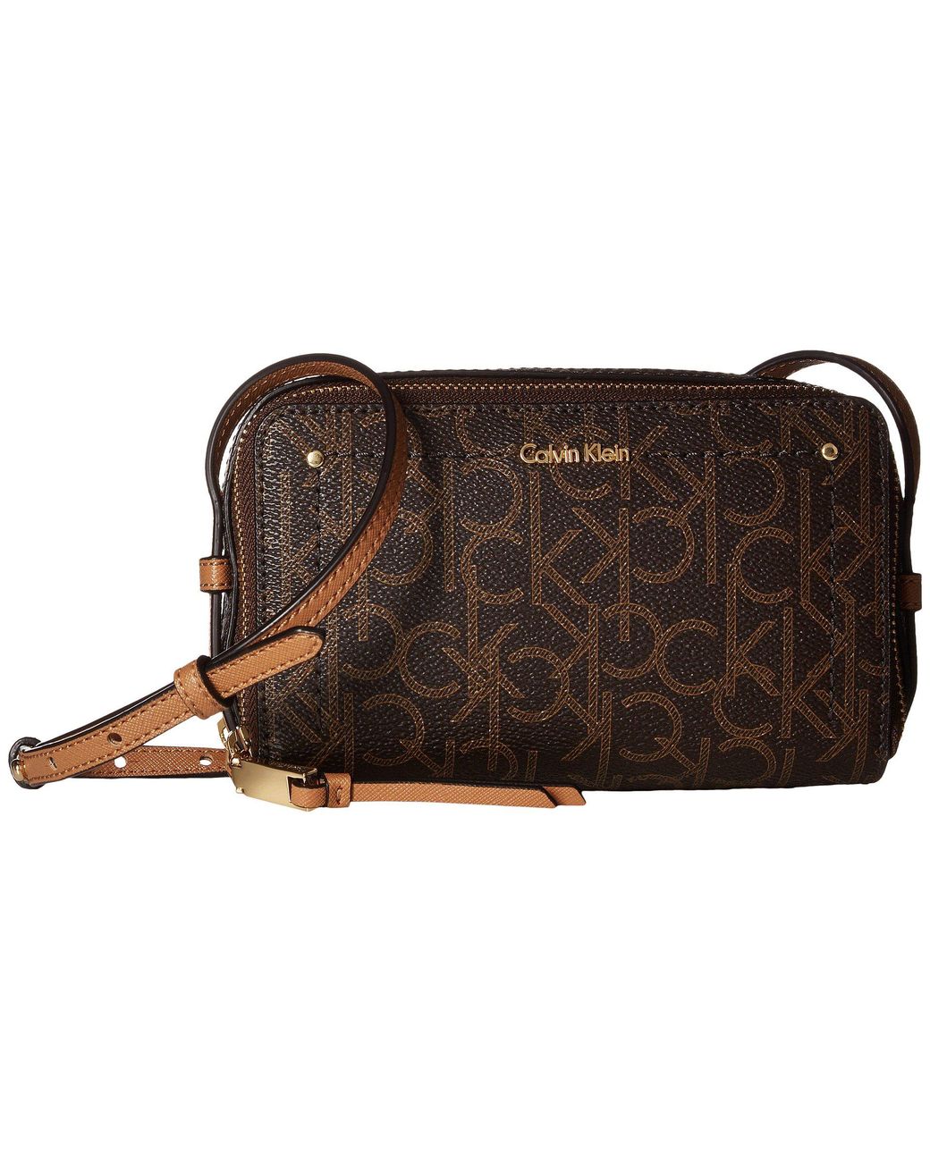 Calvin Klein Ck Must Monogram Recycled Crossbody Bag In Brown