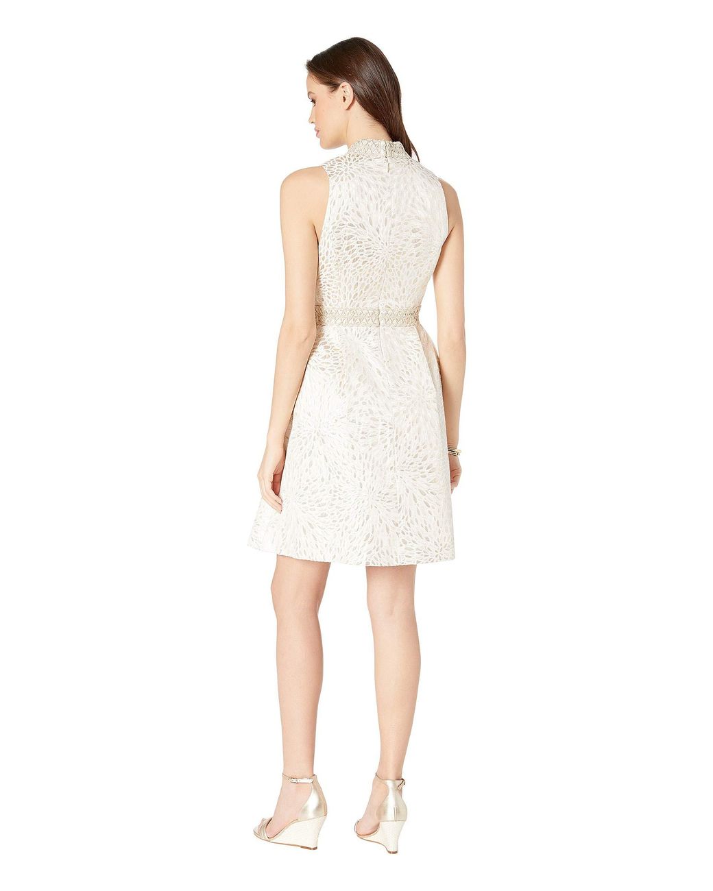 Lilly Pulitzer Franci Dress gold Metallic Lagoon Jacquard Women s
