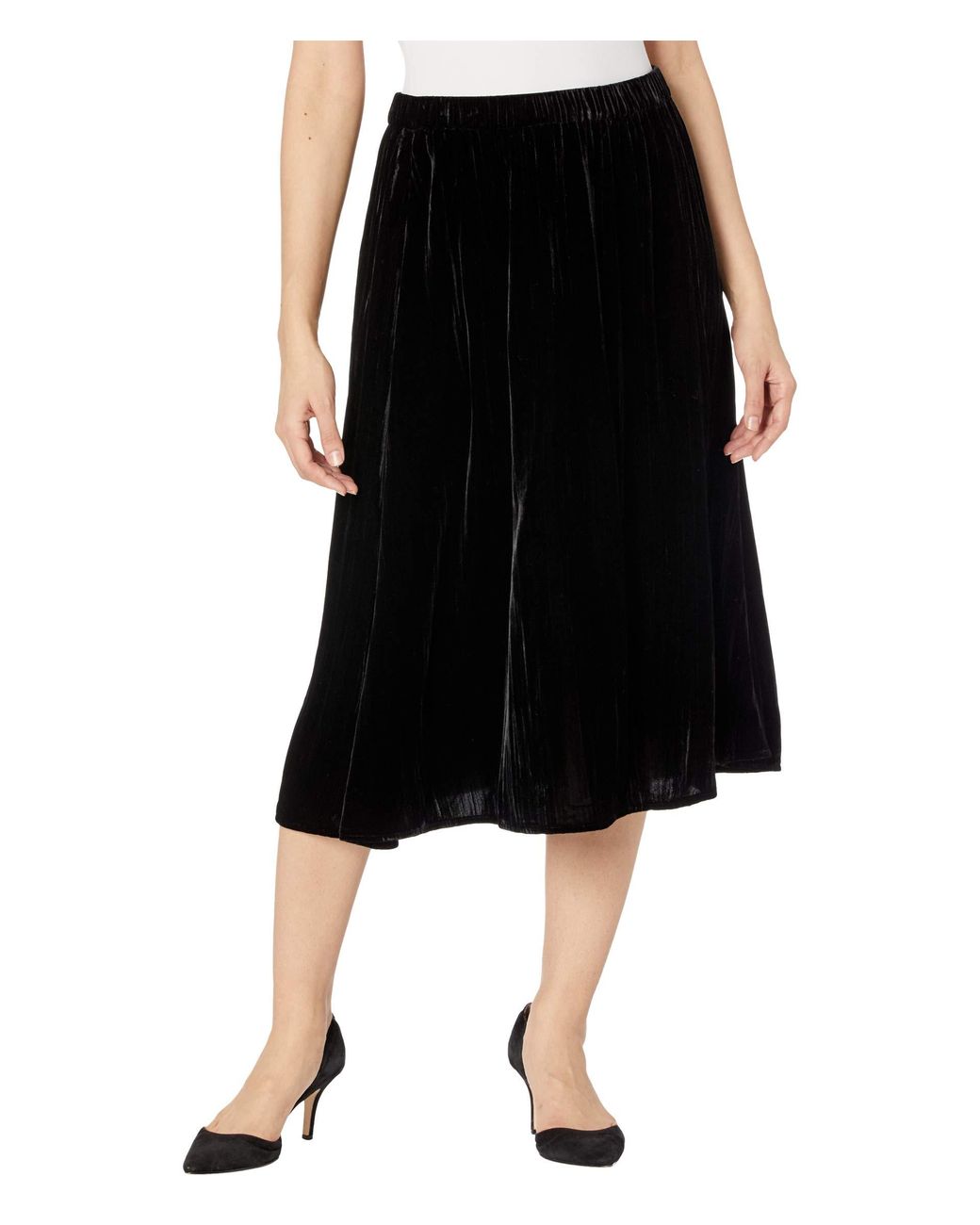 Eileen Fisher Velvet A-line Skirt in Black - Lyst