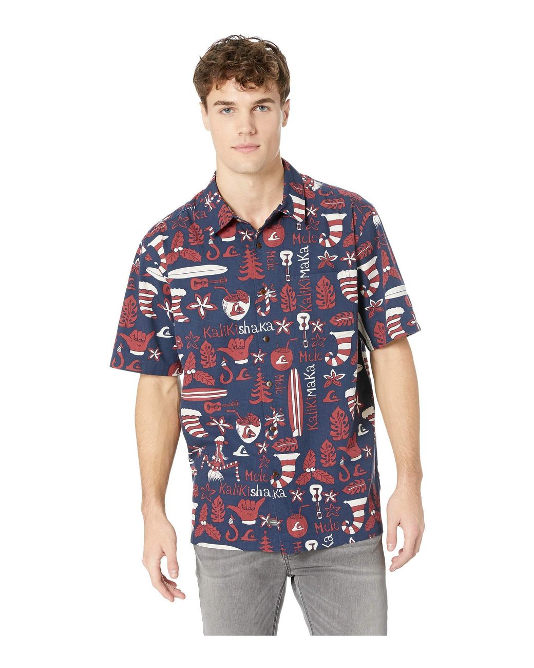 Quiksilver Mele Kalilimaka Short Sleeve Christmas Shirt (parisian Night