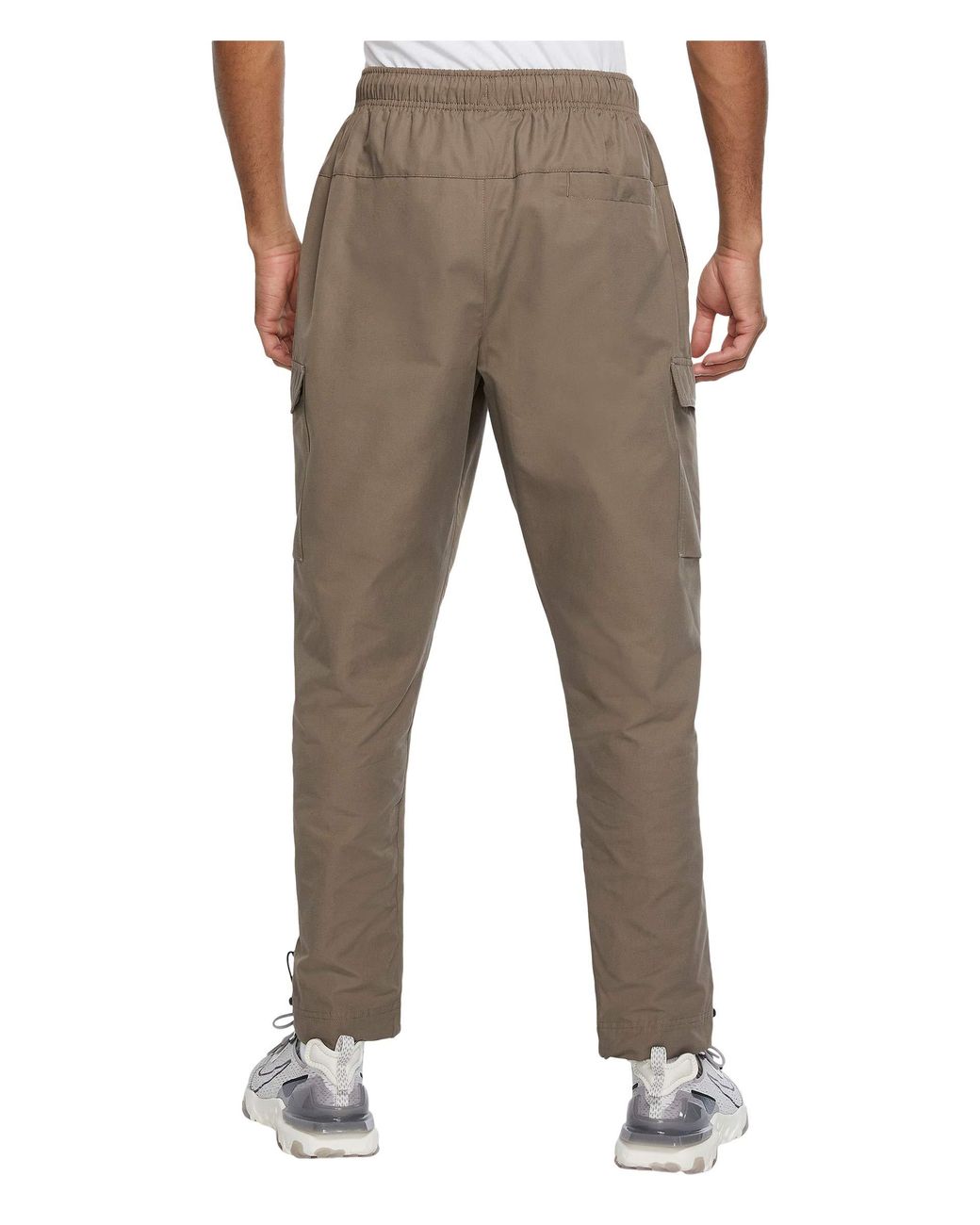 nike swoosh cuffed woven sweatpants in khaki