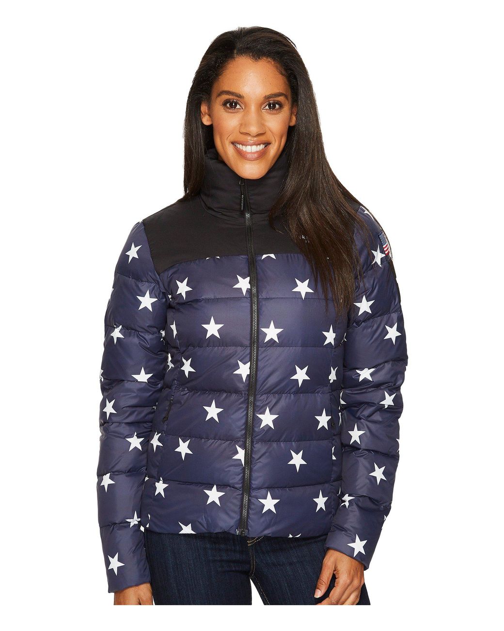 The North Face Goose International Collection Nuptse Jacket (cosmic Blue  Star Print) Women's Coat | Lyst