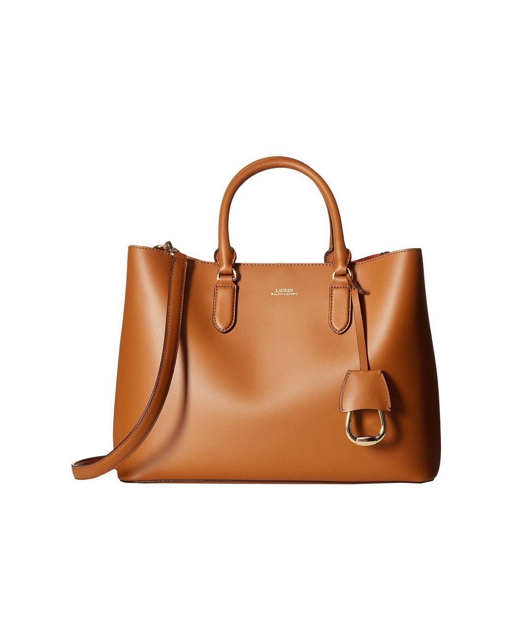Lauren by Ralph Lauren Dryden Marcy Satchel Large (field Brown/orange)  Satchel Handbags | Lyst