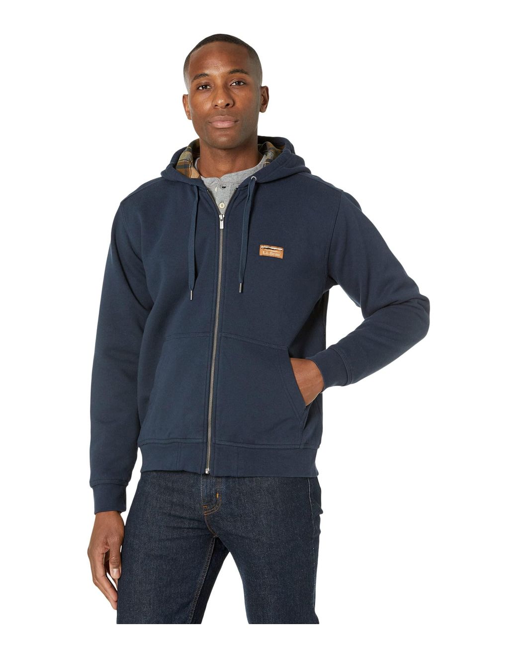 L.L. Bean Katahdin Iron Works Sweatshirt Flannel Lined Hooded Regular in  Blue for Men | Lyst