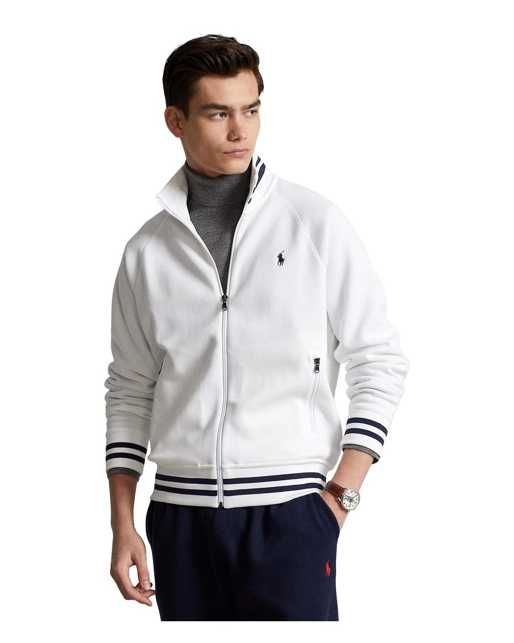 Polo Ralph Lauren Cotton Double-knit Track Jacket in White for Men | Lyst