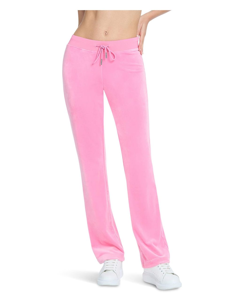 Juicy Couture Rib Waist Velour Pants With Drawcord in Pink | Lyst