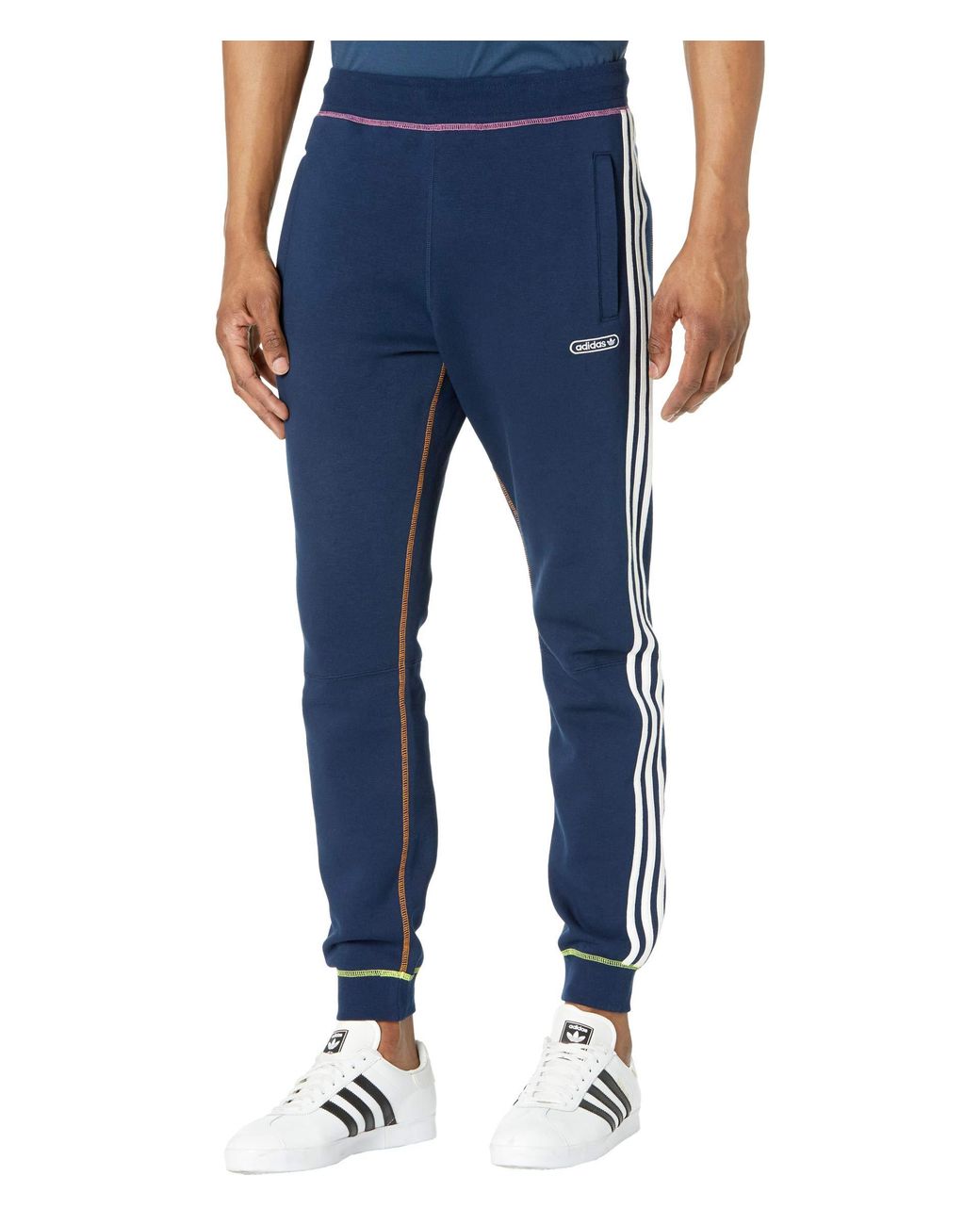 adidas Originals Cotton Contrast Stitch Pants in Navy (Blue) for Men - Lyst