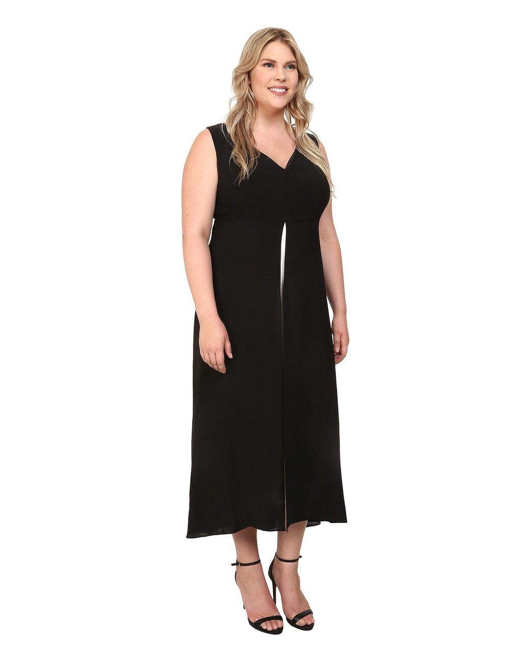 Adrianna Papell Plus Size Color Blocked Overlay Jumpsuit black