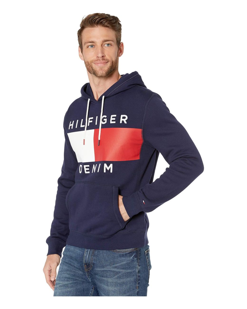 tommy hilfiger brooks logo print hoodie