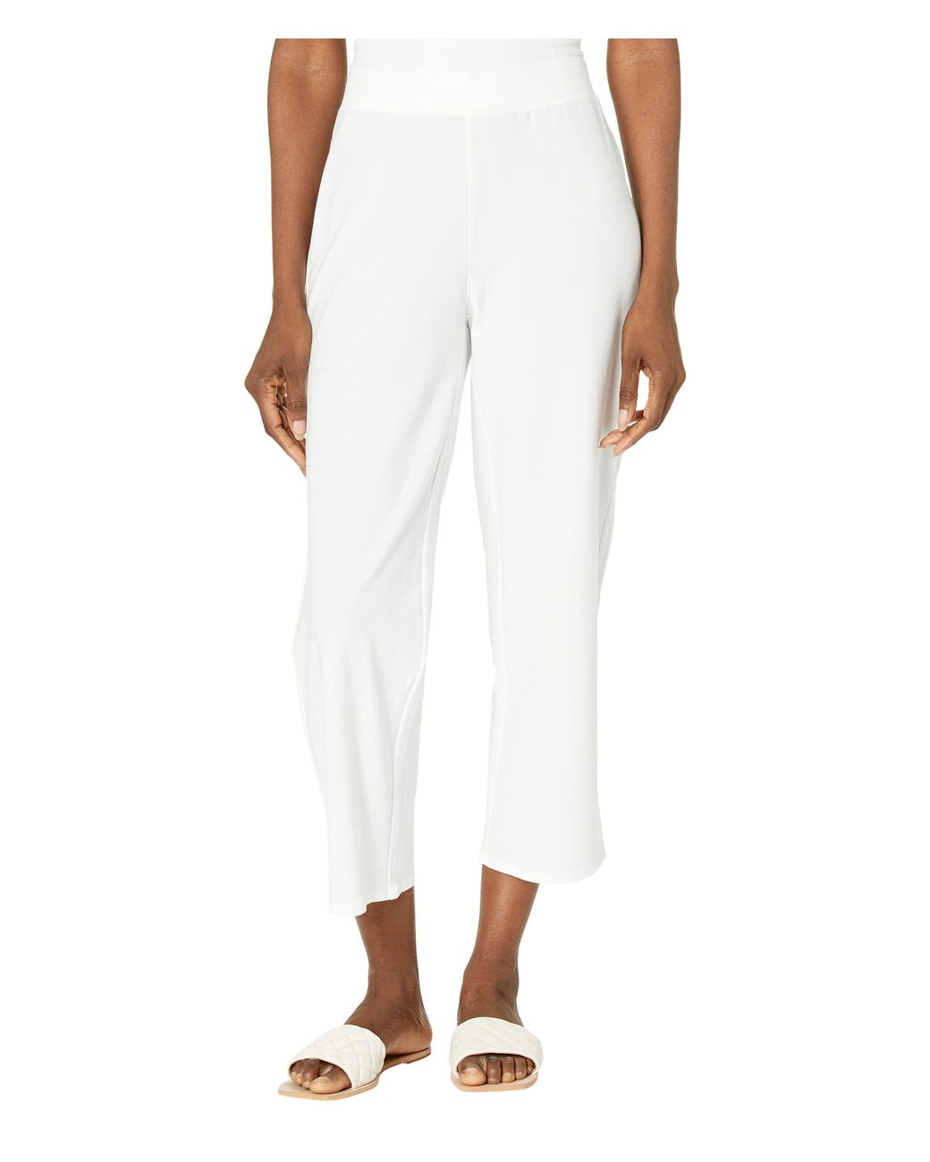 Eileen Fisher Straight Crop Pants in White | Lyst