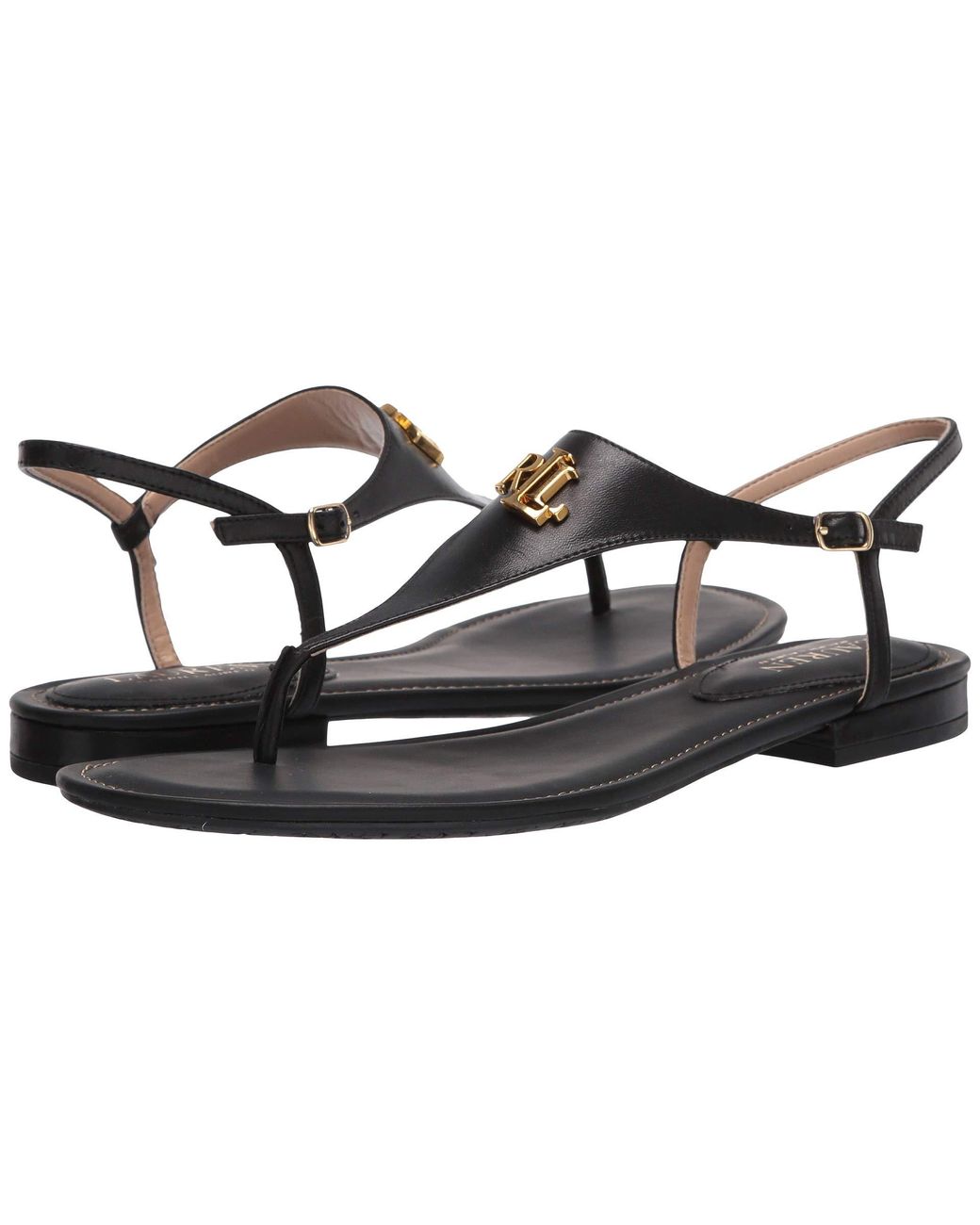 Lauren by Ralph Lauren Leather Ellington Sandal Shoes in Black - Lyst