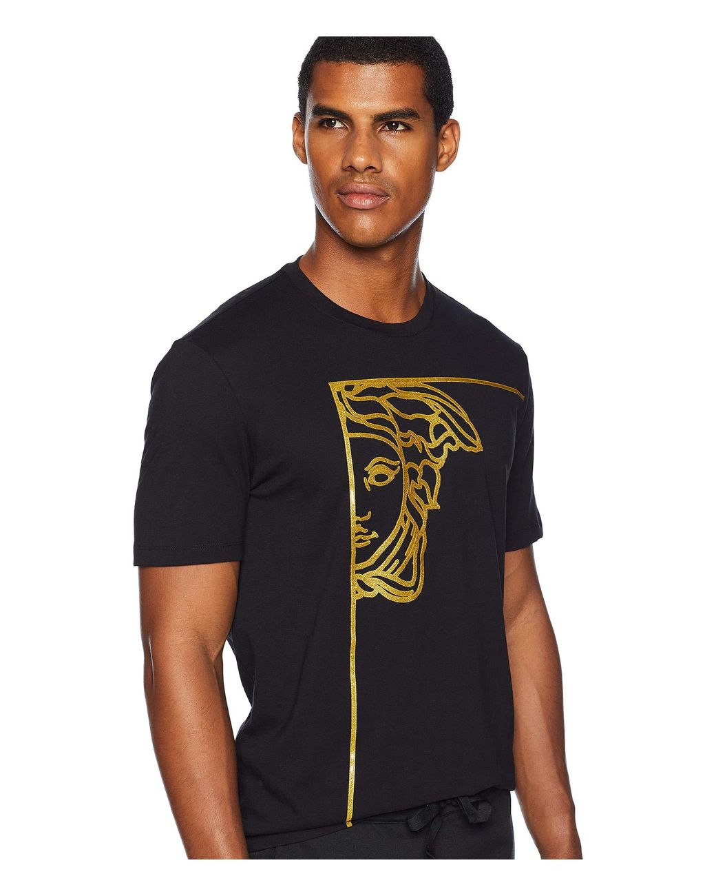 Versace Men's Beaded Medusa T-Shirt, Black, Men's, Large