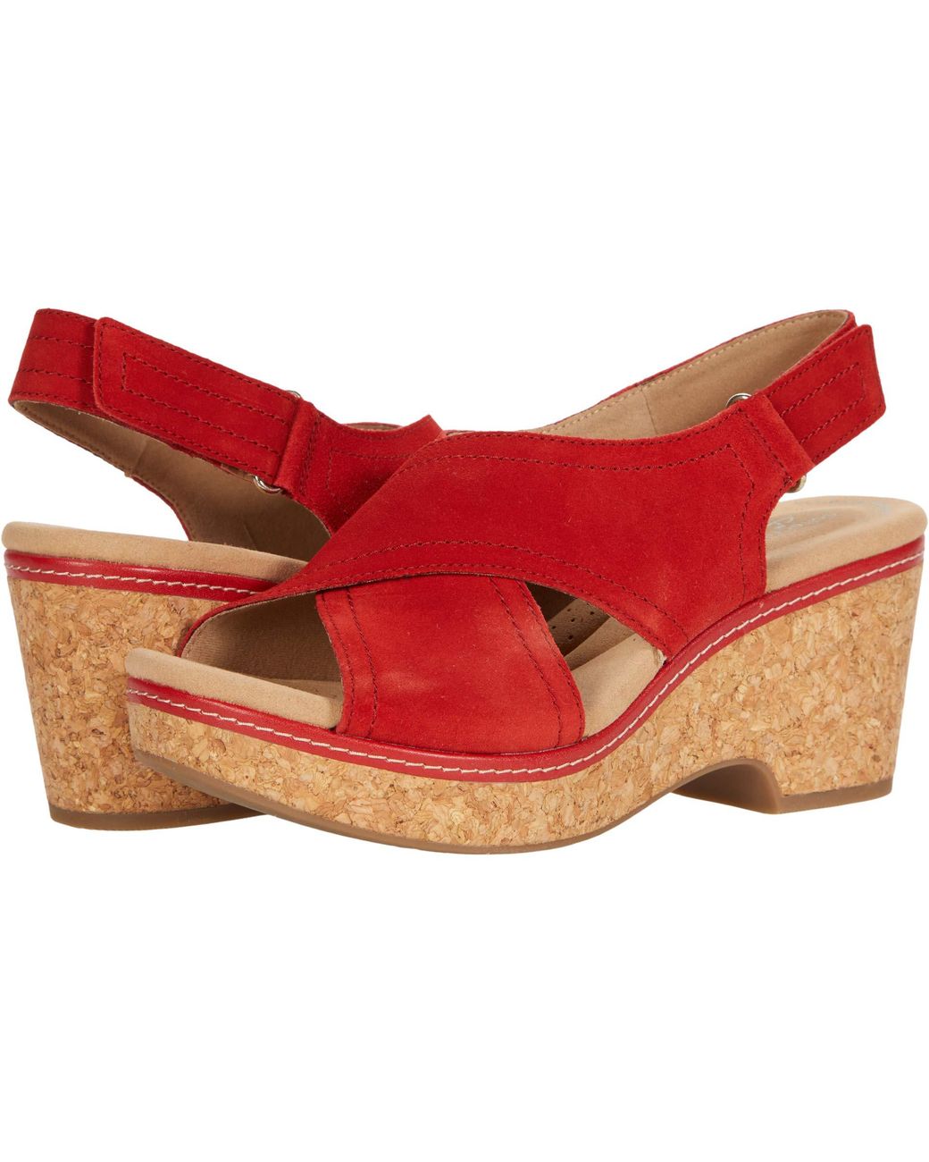 clarks red sandals