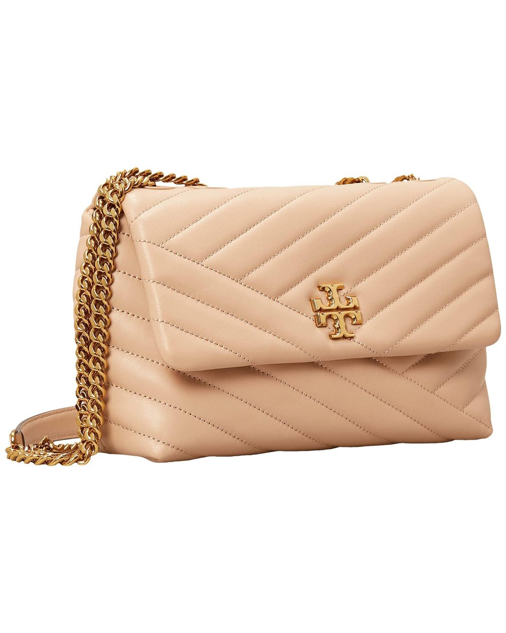 Tory Burch Kira Chevron Convertible Leather Small Bag in Natural