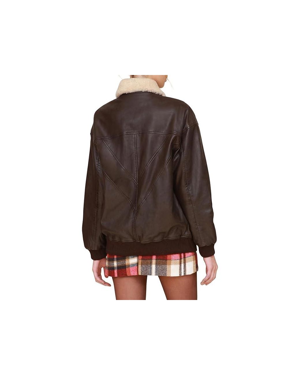Avec Les Filles Genuine Leather Relaxed Aviator Jacket Espresso Jacket in Brown Lyst