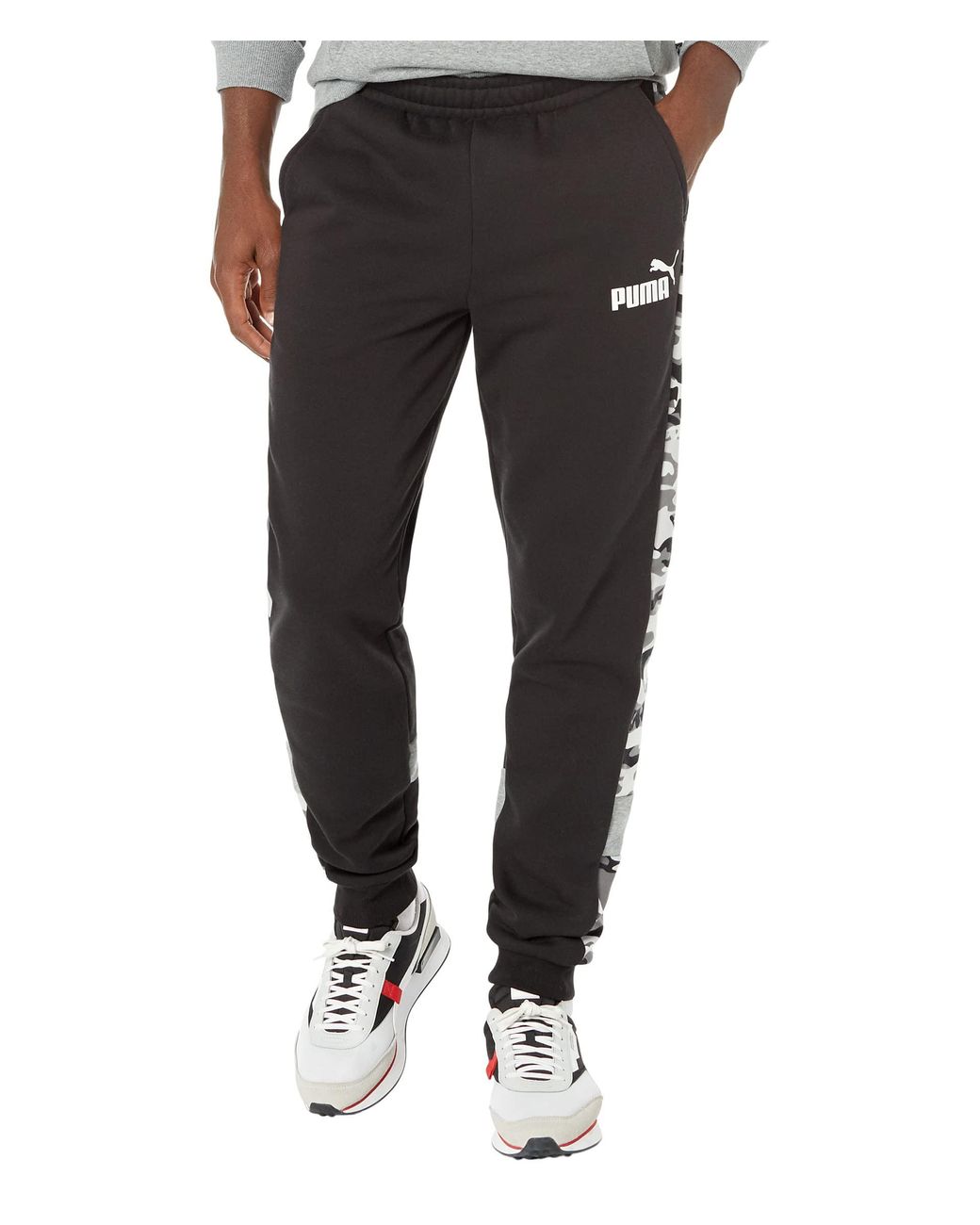 PUMA Big Tall Essentials+ Fleece Camo Sweatpants in Black for Men | Lyst