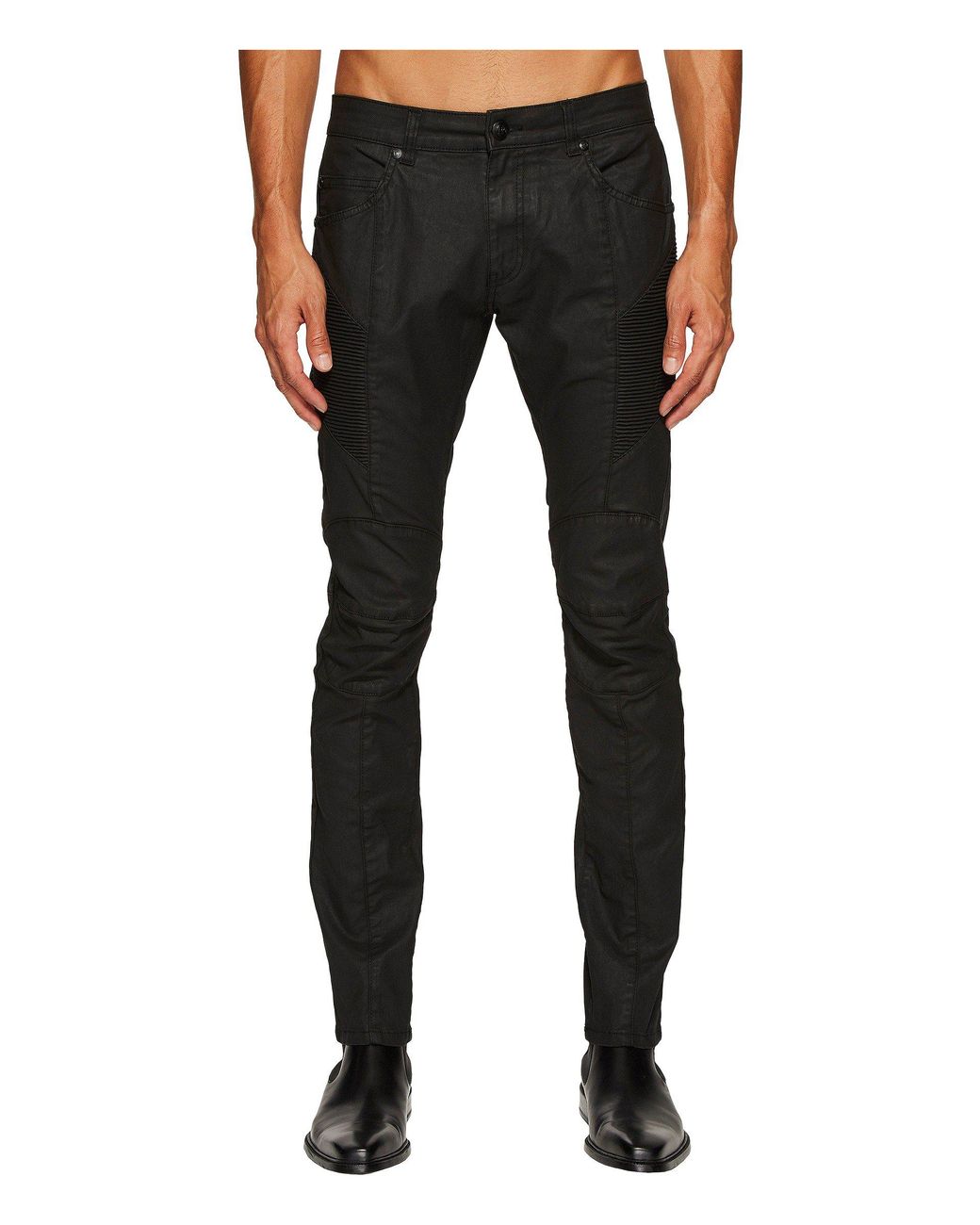Balmain waxed store biker jeans