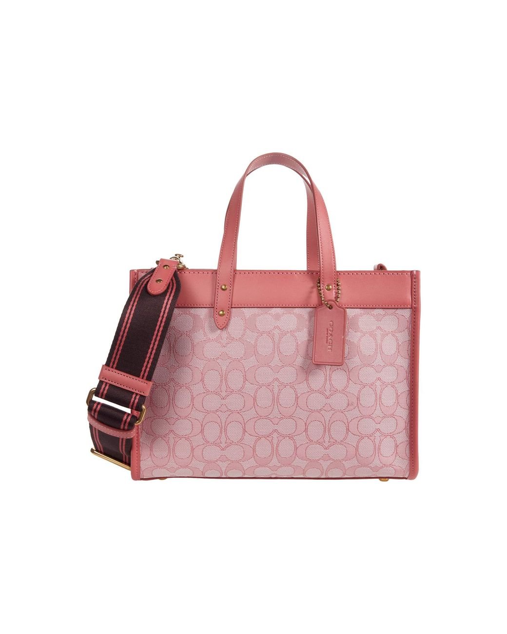 COACH Leather Signature Jacquard Field Tote 30 Handbags in Pink - Lyst
