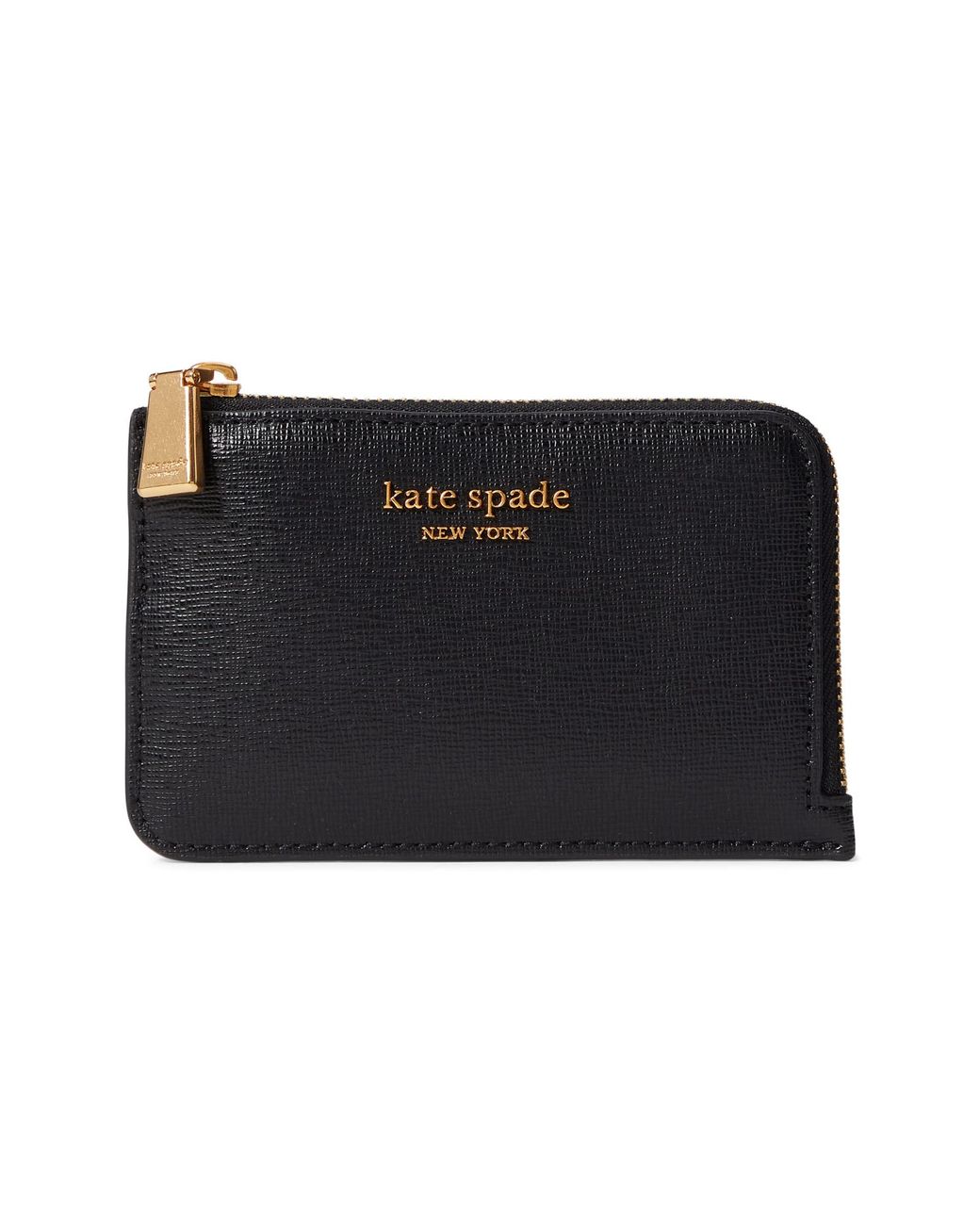 Kate Spade Morgan Saffiano Leather Zip Card Holder in Black | Lyst