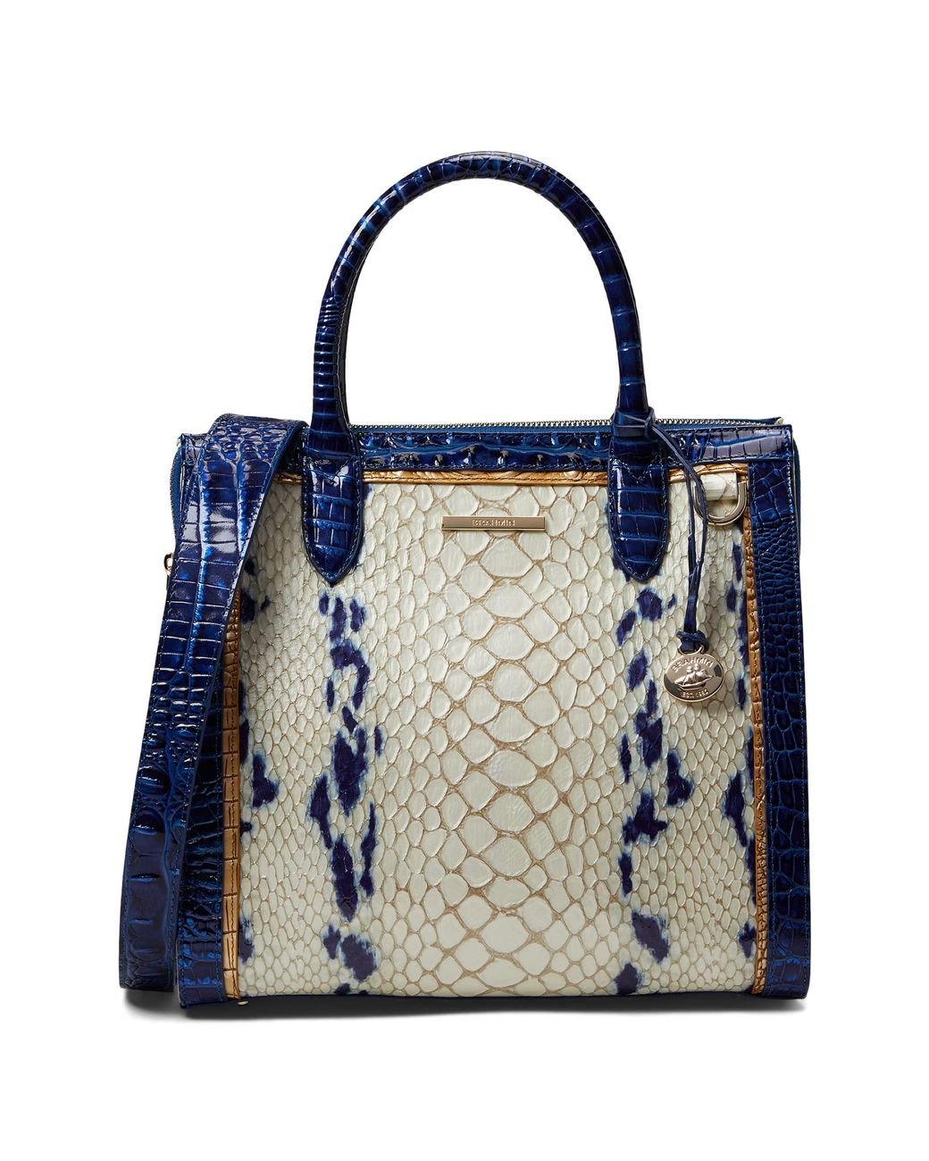 Brahmin Freshwater Caroline Satchel in Blue Lyst