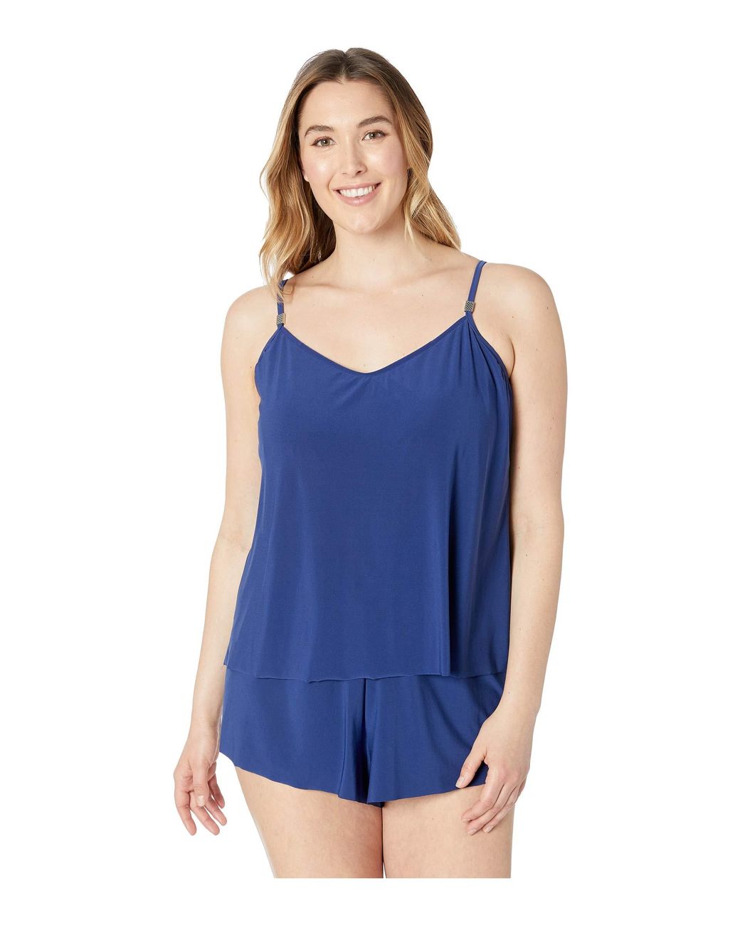 Magicsuit Synthetic Plus Size Solid Mila Romper Onepiece in Navy (Blue