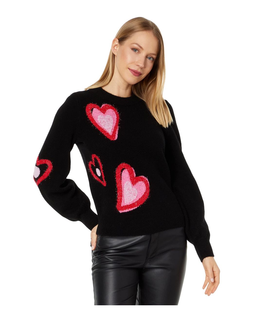 Kate Spade Overlapping Hearts Sweater in Red | Lyst