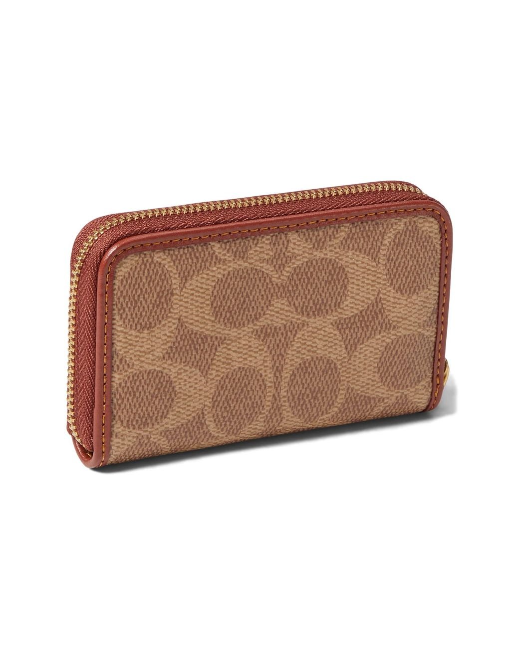 COACH Signature Canvas Small Zip Around Card Case