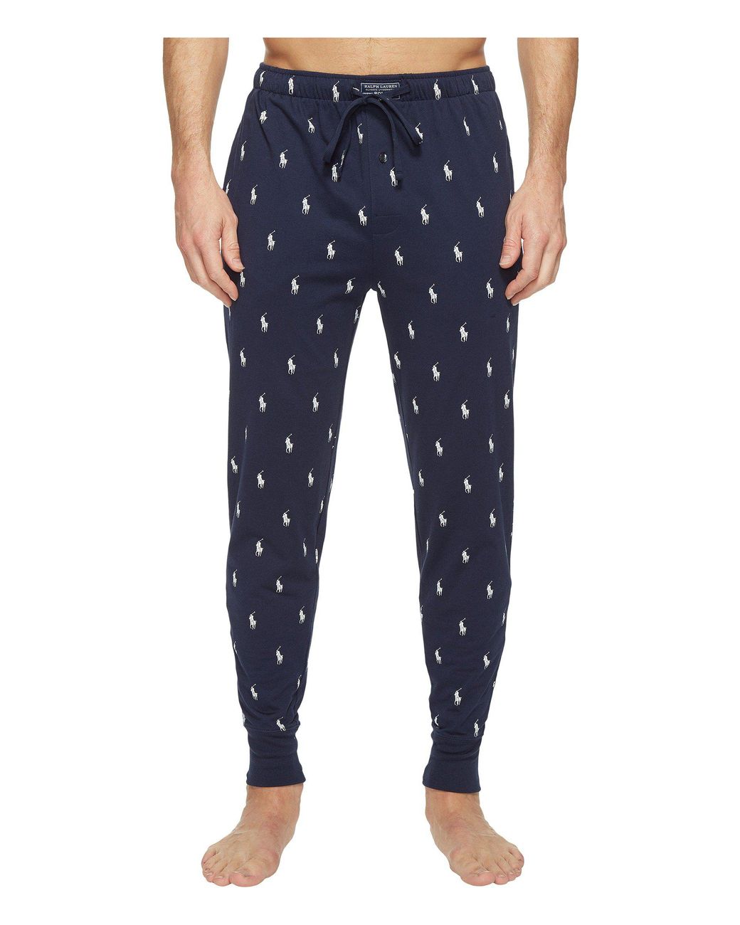 polo ralph lauren lounge jogger in navy with all over print logo