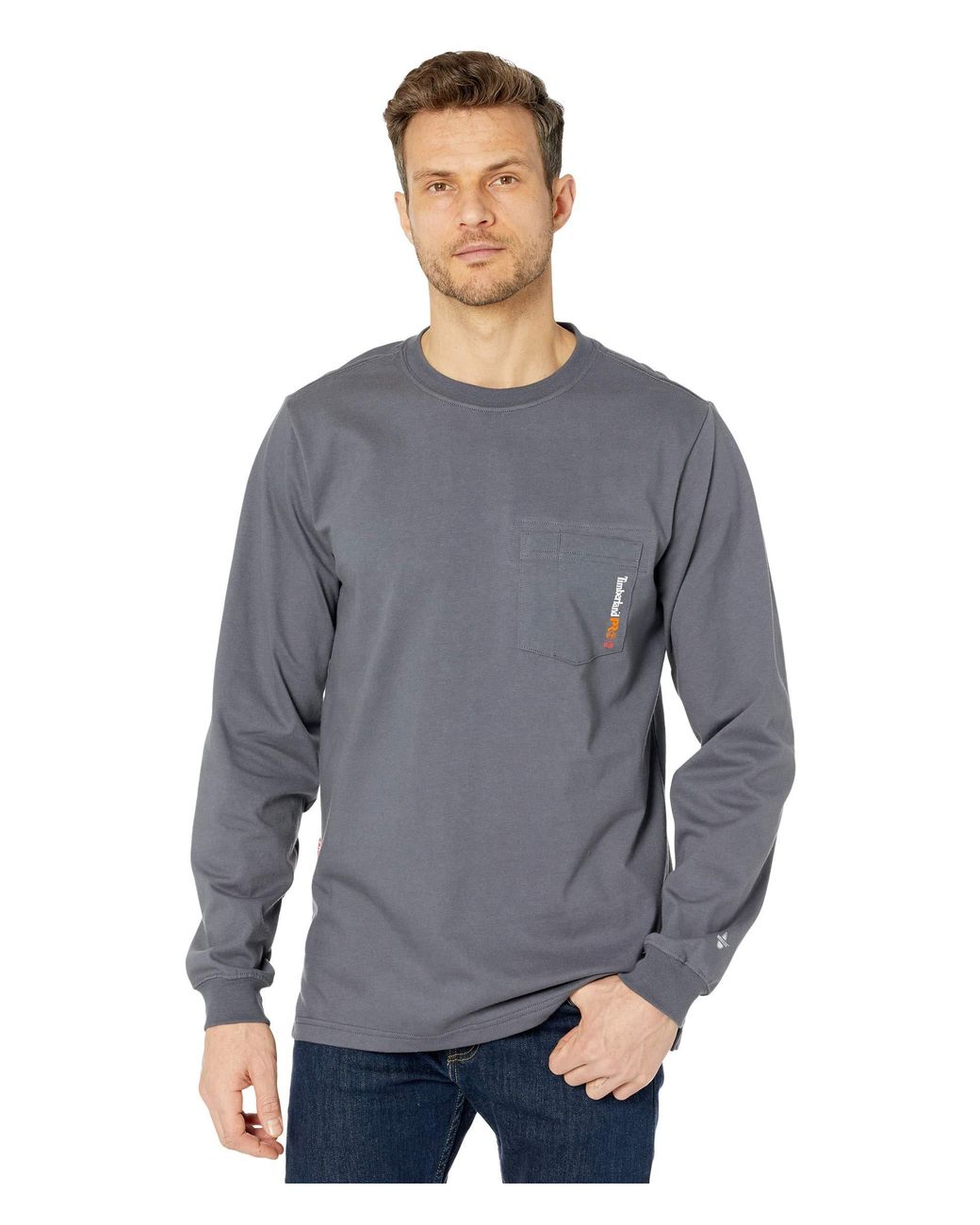 Timberland Fr Cotton Core Long Sleeve Pocket T-shirt With Logo in Gray ...