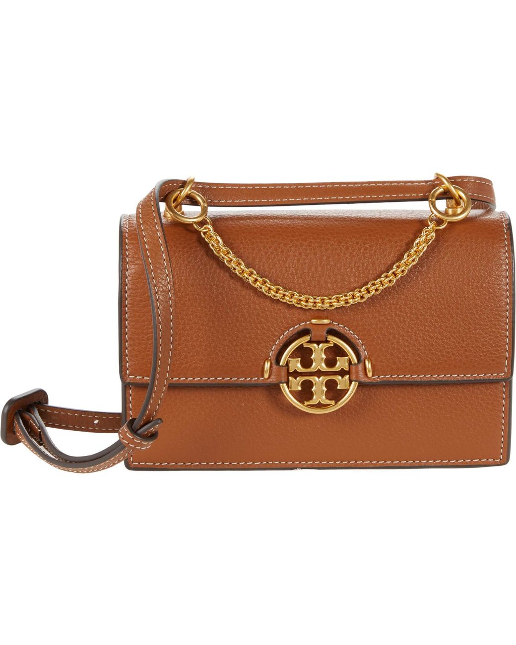Tory Burch Leather Miller Mini Bag in Gray - Lyst