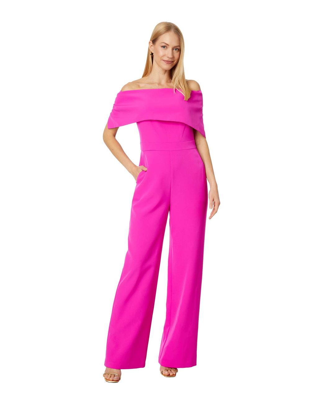 Vince Camuto Envelope Collar Jumpsuit in Pink | Lyst