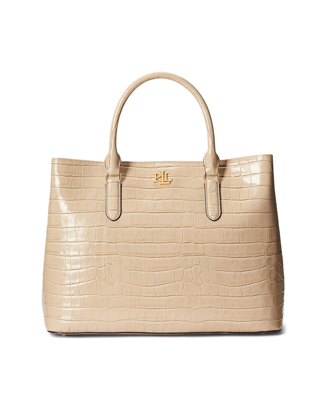 Ralph Lauren Embossed Leather Large Marcy Satchel in Natural Lyst
