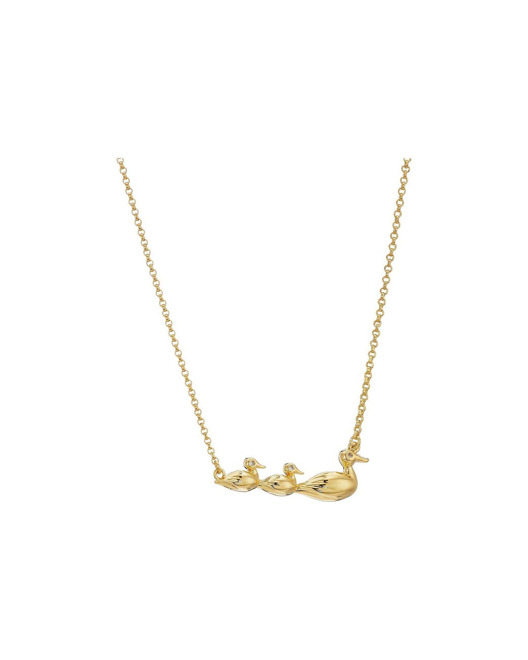 Shobhram Rose Gold Plated American Diamond Black Silver Duck Necklace Golden  Chain for Women & Girls