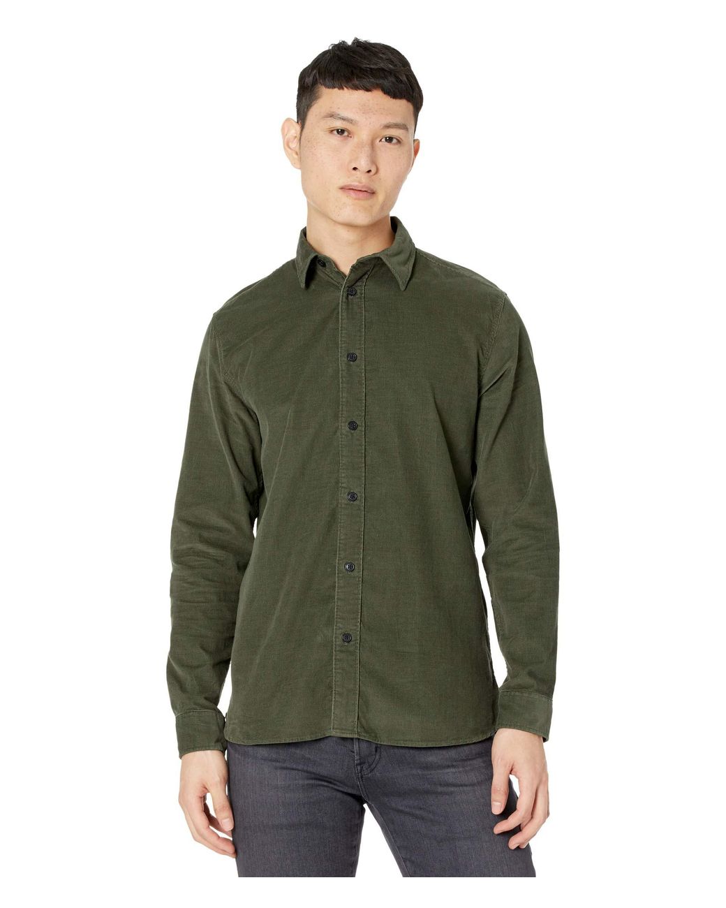 SELECTED Cotton Henley-cord Shirt in Green for Men - Lyst