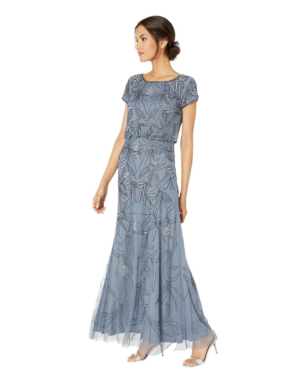Adrianna Papell Blouson Beaded Evening Maxi Dress, Blush at John Lewis &  Partners