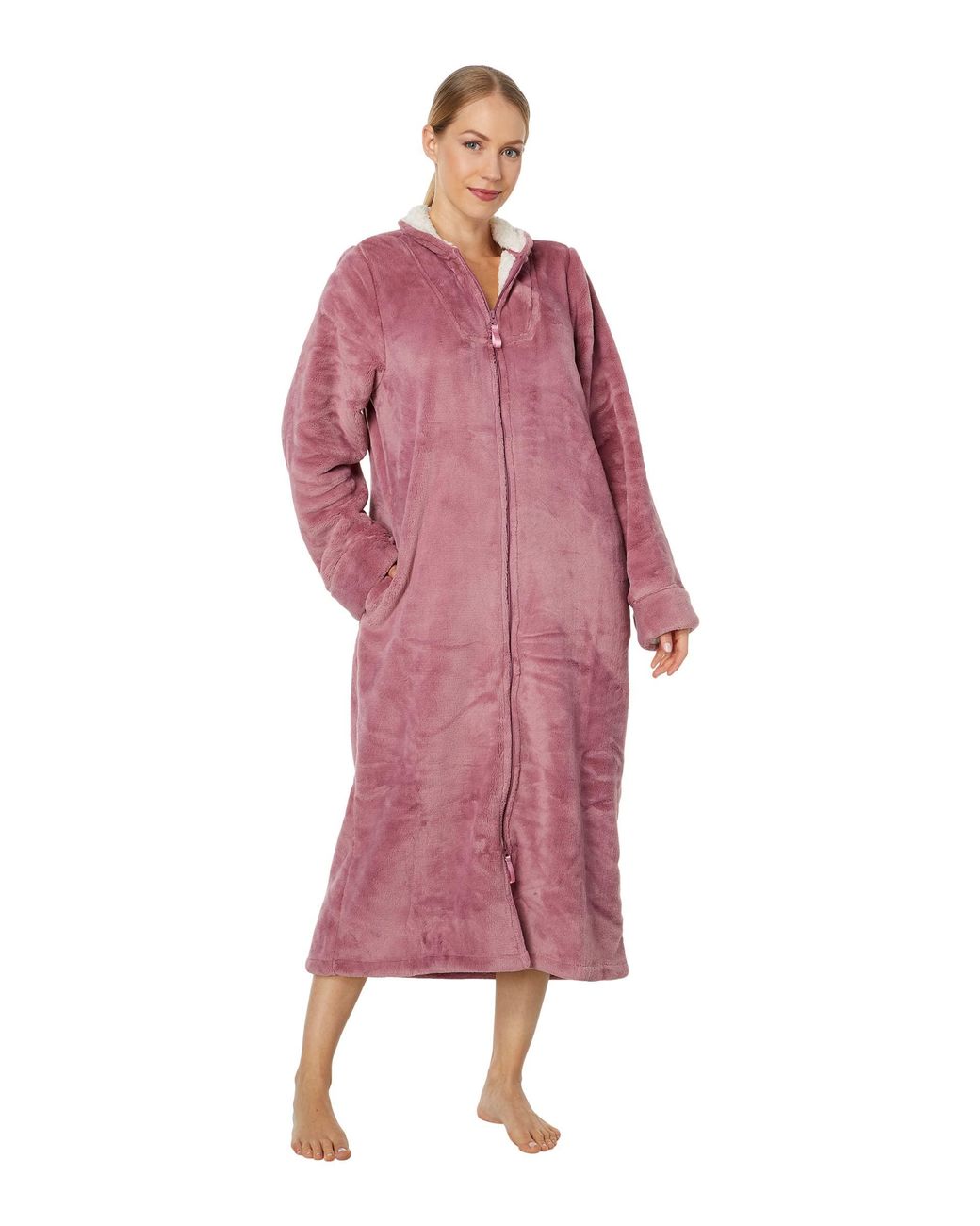 L.L. Bean Wicked Plush Full Zip Robe in Red | Lyst