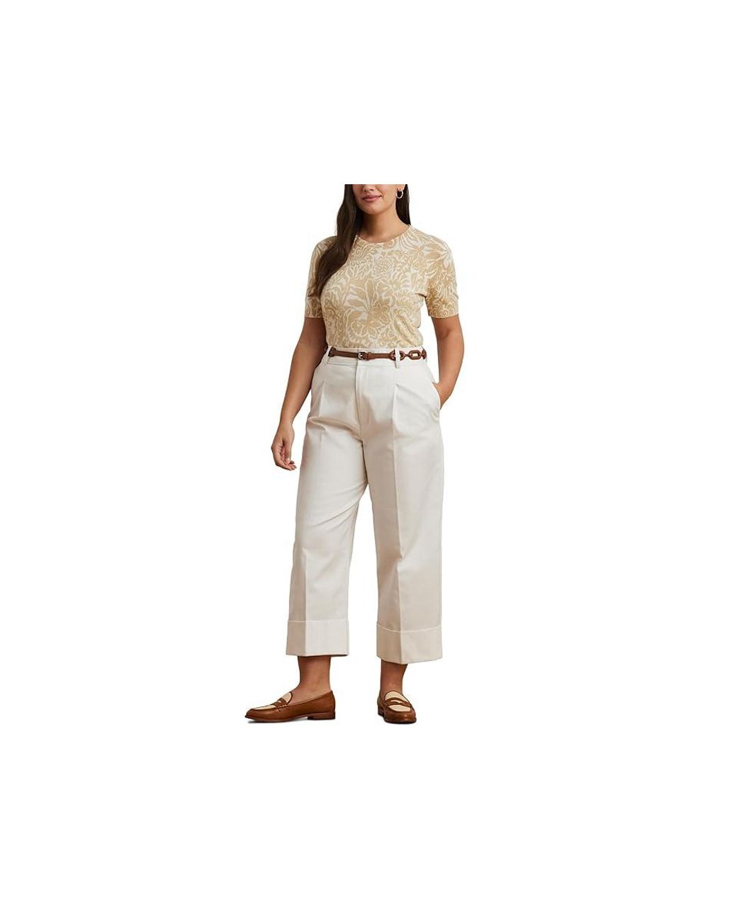 売れ筋商品|||ラルフローレン ニット&セーター アウター レディース Plus Size Floral Cotton-Blend Short-Sleeve Sweater Cream Multi Women's Lauren Ralph Lauren Plus Size Floral Cotton-Blend