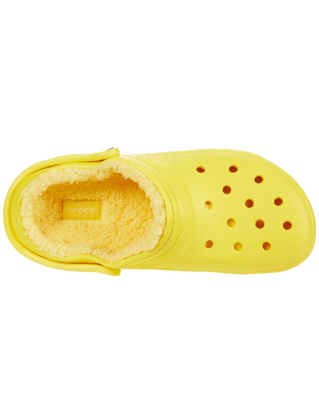 yellow crocs with fur