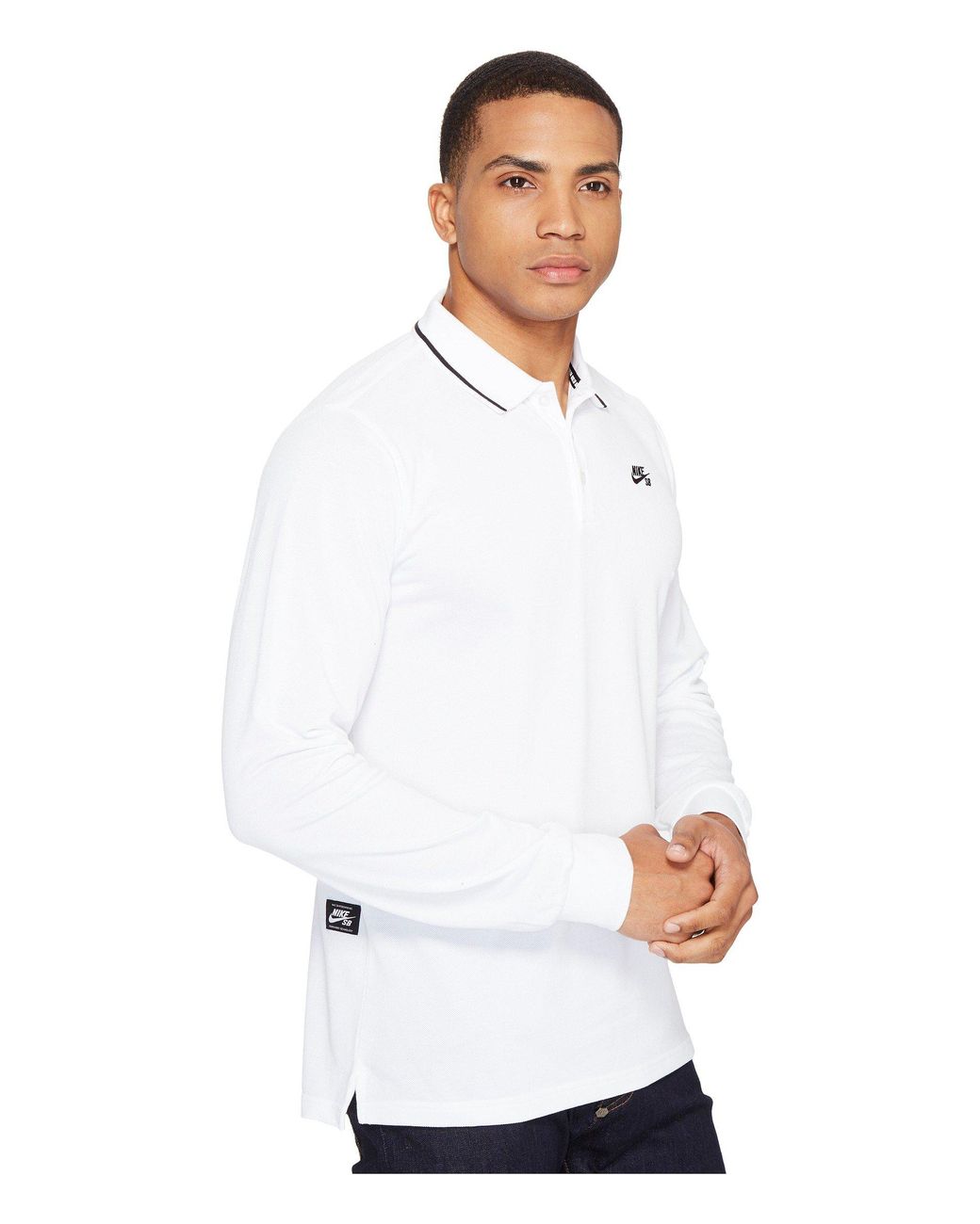 Nike Sb Dri-fit Piqué Long Sleeve Polo in White for Men | Lyst