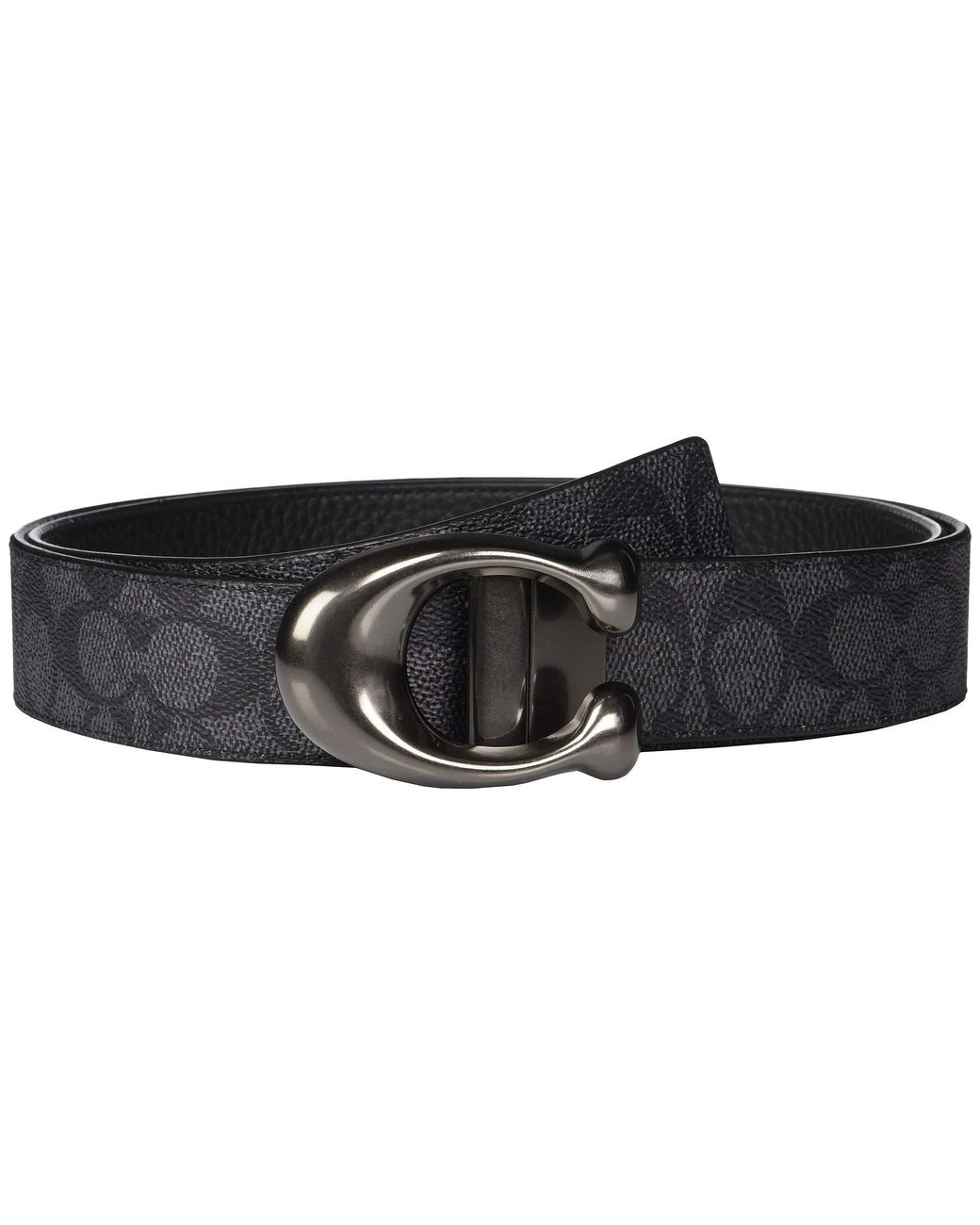 COACH 38 Mm Sculpted Cts Reversible Signature Belt (charcoal/black) Men