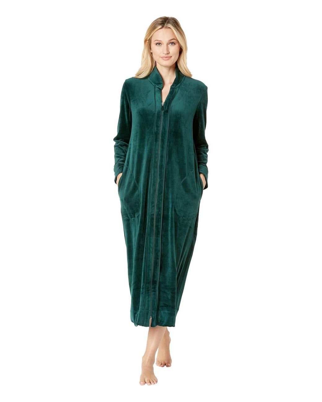 Carole Hochman Plush Luxe Velour Long Zip Robe (hunter Green) Robe Lyst