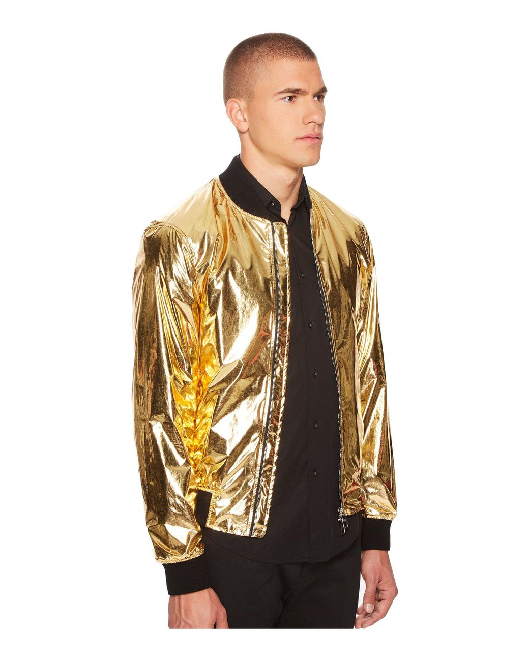 Versace Shiny Gold Bomber in Metallic for Men | Lyst