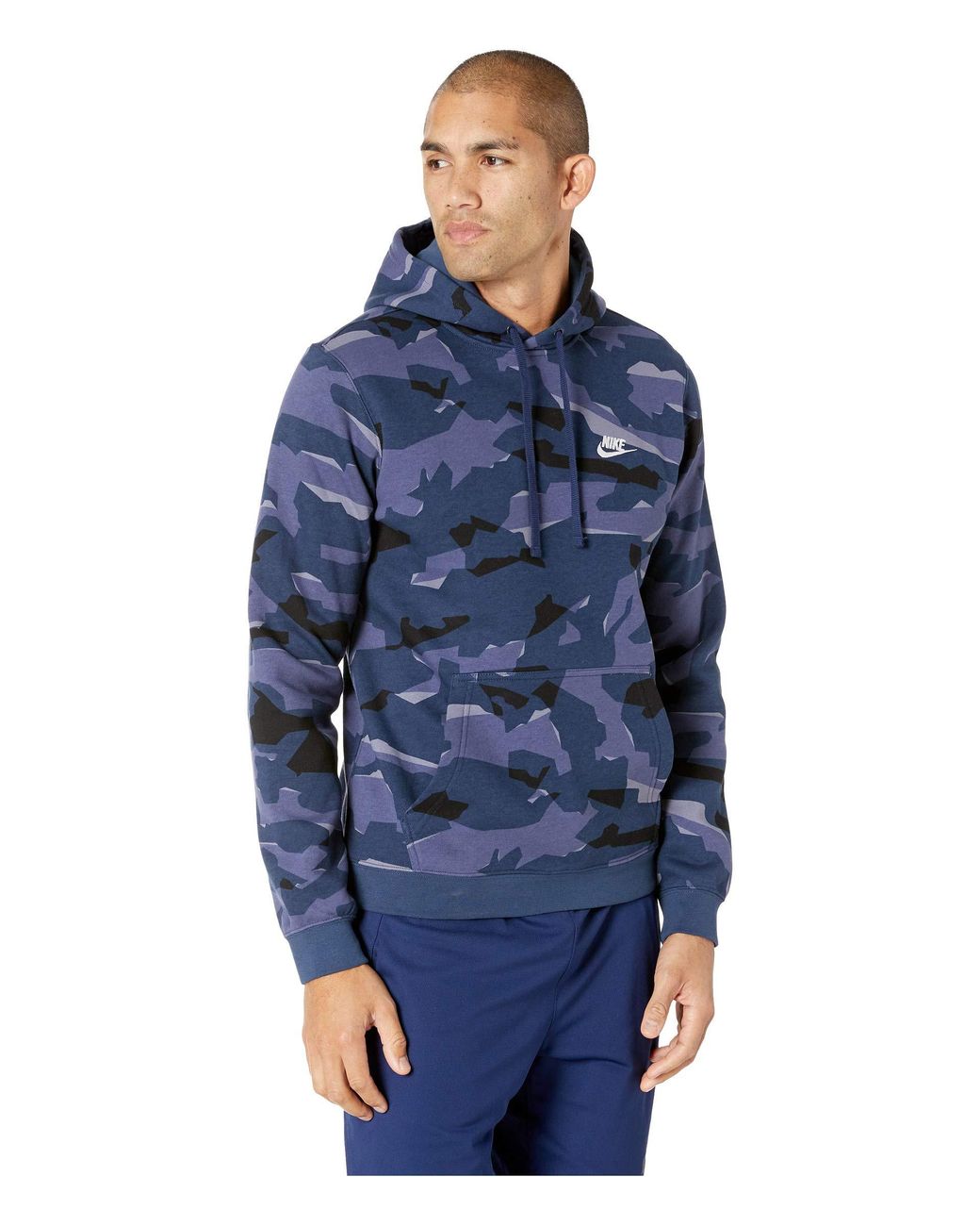 Nike Nsw Club Camo Hoodie Full Zip Bb (midnight Navy/midnight Navy/white)  Sweatshirt in Blue for Men | Lyst