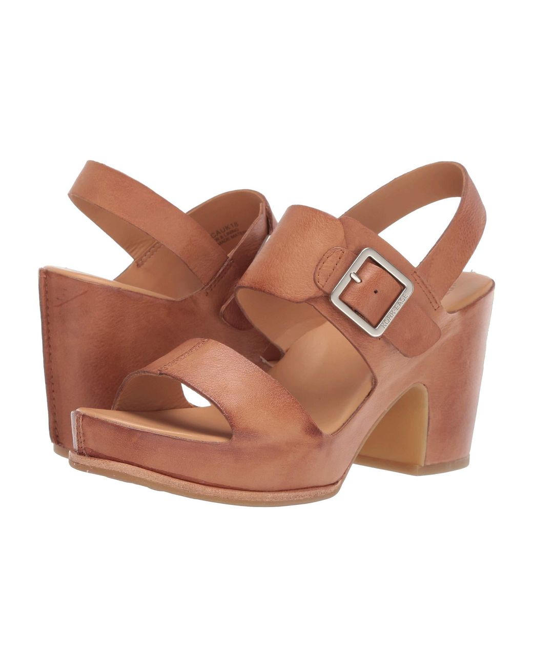 KorkEase San Carlos Leather Platform Block Heel Sandals in Brown Lyst