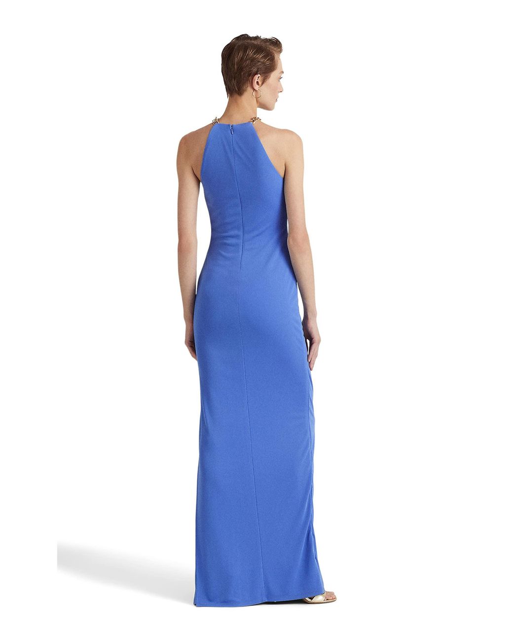 Lauren by Ralph Lauren Twist-front Jersey Dress in Blue | Lyst