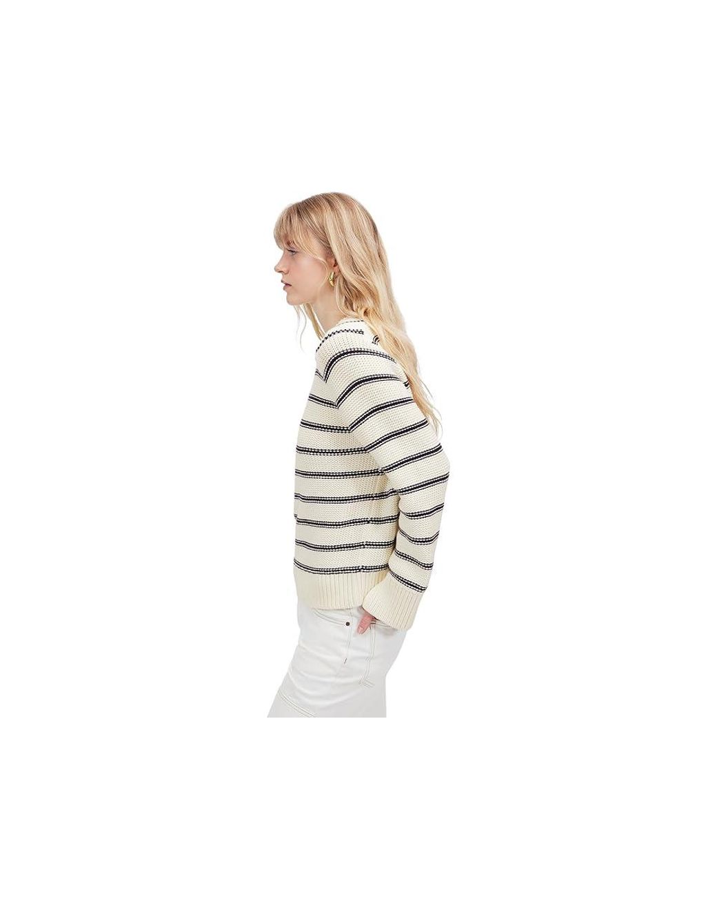 メイドウェル Madewell クラシック Stripe Kyla Cotton Crew レディース Sweaters Cream Navy Str Women's Madewell Classic Stripe Kyla Cotton Crew | Zappos.com